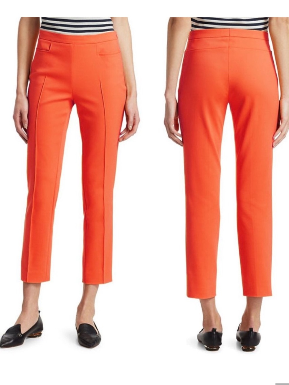 Akris Punto | Franca Trouser Pants Cropped Pleat Front Bright Orange Size 8 - Picture 2 of 8